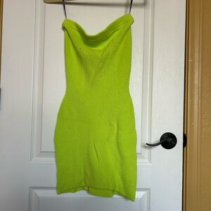 SER.O.YA NWT neon green knit tube top mini dress